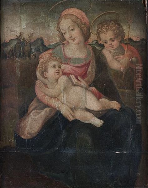 The Madonna And Child With The Infant Saint John The Baptist Before An Open Landscape Oil Painting by Francesco del Brina