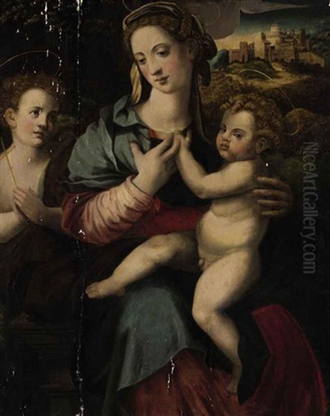 The Madonna And Child With The Young Saint John The Baptist Oil Painting by Francesco del Brina