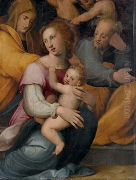 Sacra Famiglia Con Sant'anna Oil Painting by Francesco del Brina