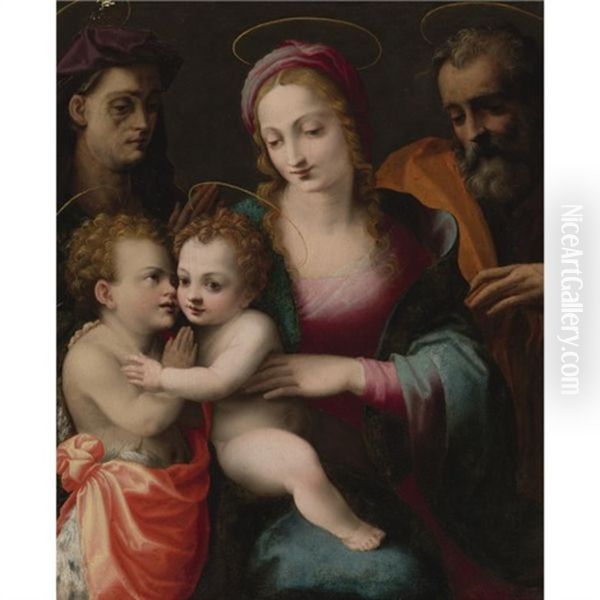 The Holy Family With The Young Saint John The Baptist And Saint Elizabeth Oil Painting by Francesco del Brina