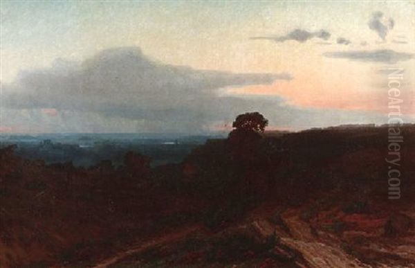 Weite Landschaft Im Abendlicht Oil Painting by Hermann Brinckmann