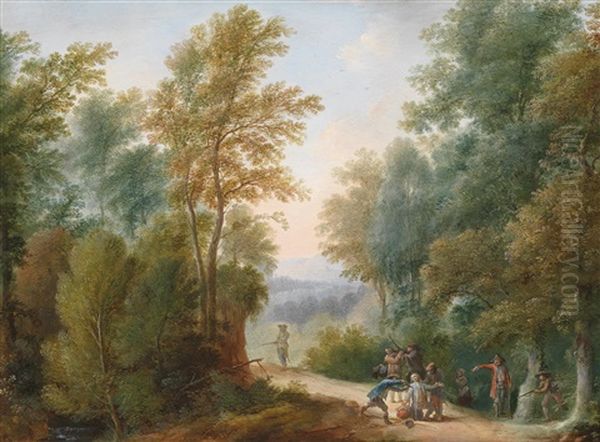 Waldlandschaft Mit Marodierenden Wegelagerern Oil Painting by Philipp Hieronymus Brinckmann