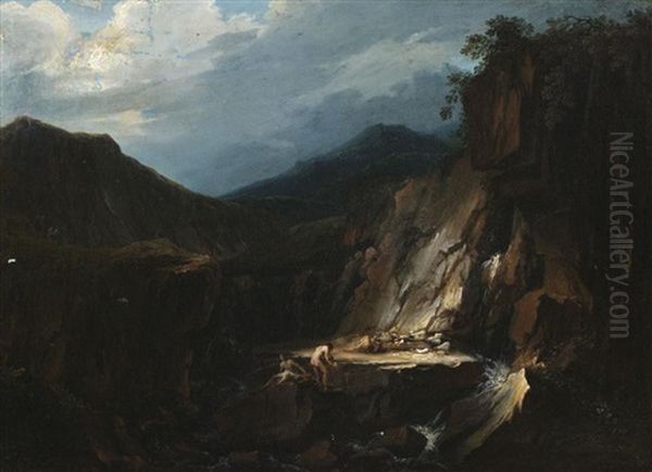 Felslandschaft Mit Badenden by Philipp Hieronymus Brinckmann