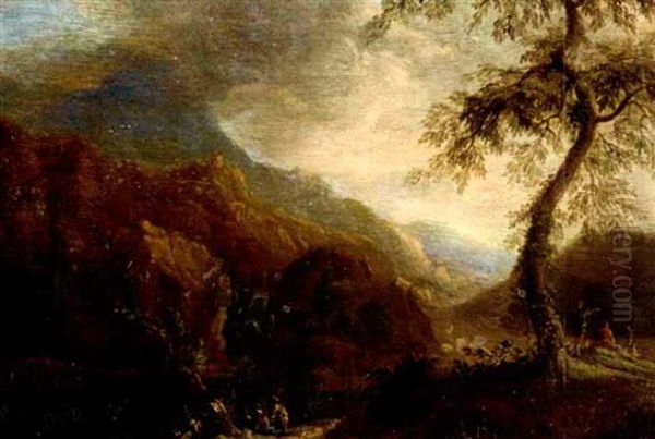 Gebirgslandschaft Mit Anglern Oil Painting by Philipp Hieronymus Brinckmann