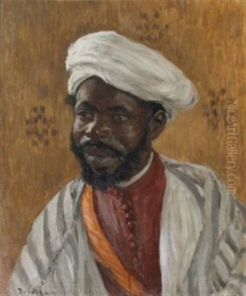 Portrait D'africain Oil Painting by Louis-Edouard Brindeau de Jarny