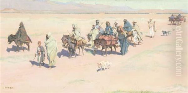 Caravane Dans Le Desert Oil Painting by Louis-Edouard Brindeau de Jarny