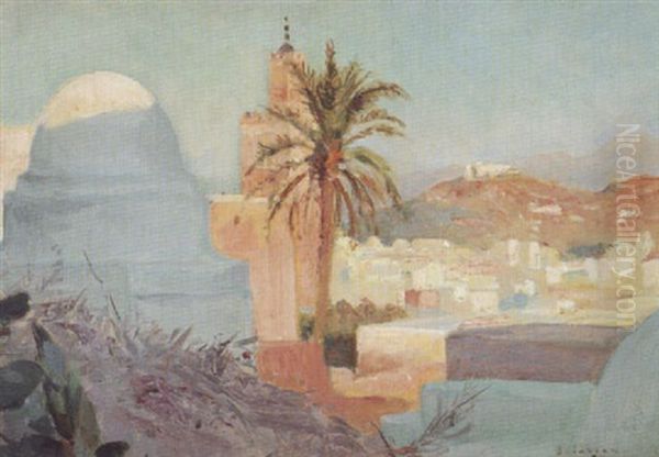 Vue De L'hopital Sadiki, Tunis Oil Painting by Louis-Edouard Brindeau de Jarny