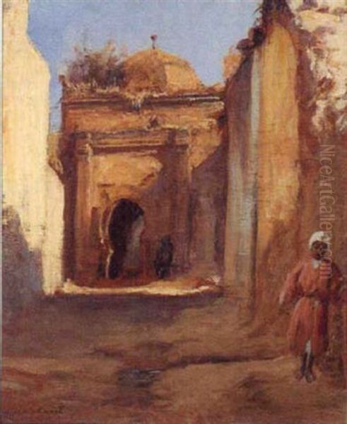 Marabout A Sidi M'barak, Aux Portes De Mekhnes Oil Painting by Louis-Edouard Brindeau de Jarny