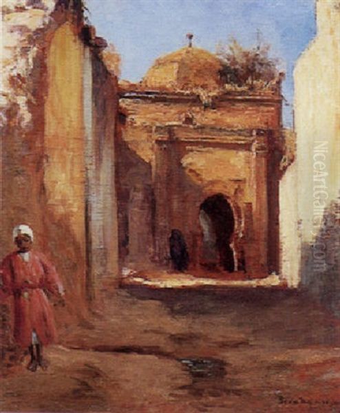 Marabout A Sidi M'barak, Aux Portes De Meknes Oil Painting by Louis-Edouard Brindeau de Jarny