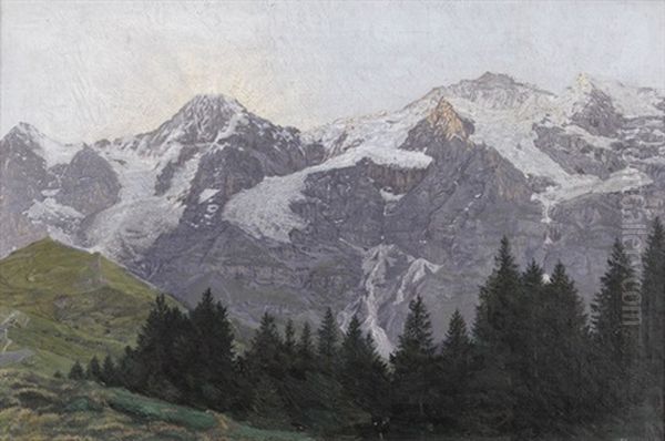 Sommerliche Ansicht Von Eiger, Monch Und Jungfrau Oil Painting by Emil Briner