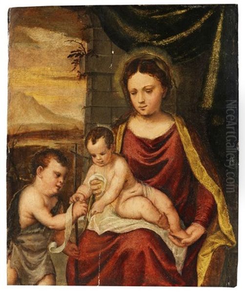 Maria Mit Christus- Und Johannesknaben Oil Painting by Francesco Brini