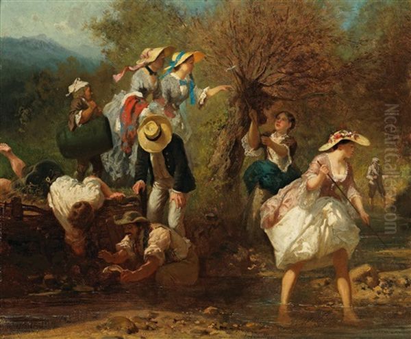 Outing On The River Oil Painting by Gustave Brion