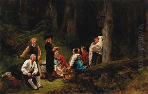 The Forest Preacher Oil Painting by Gustave Brion