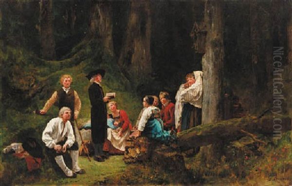 The Forest Preacher Oil Painting by Gustave Brion