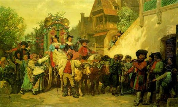 A Village Festival Oil Painting by Gustave Brion