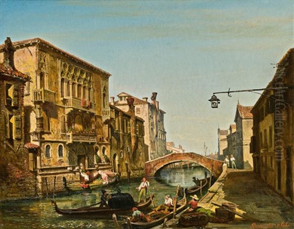 Venezianischer Kanal Oil Painting by Anton Brioschi