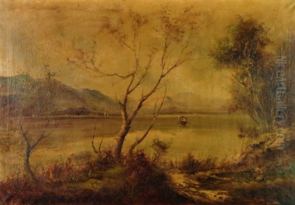 Paesaggio Lacustre Oil Painting by Anton Brioschi