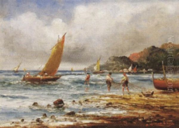 Strandlandschaft Mit Fischern Oil Painting by Anton Brioschi