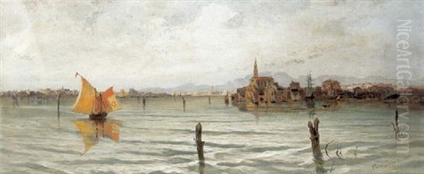 Blick Vom Lido Auf Venedig Oil Painting by Carlo Brioschi