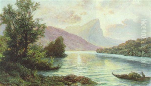 Die Drachenwand Am Mondsee Oil Painting by Carlo Brioschi