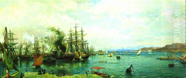 Hafen Von Triest Oil Painting by Carlo Brioschi