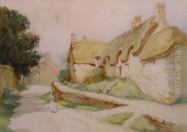 Cotswoldcottages Oil Painting by Walter Herbert Allcott