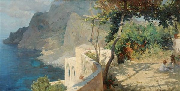 Capri Oil Painting by Othmar Brioschi