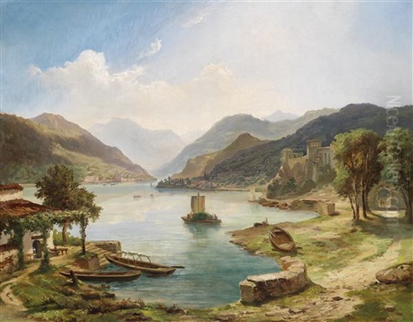 Norditalienische Seenlandschaft Oil Painting by Othmar Brioschi