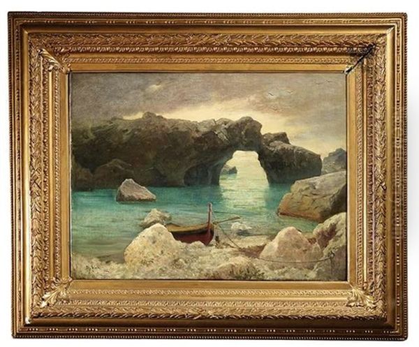 Sudliche Kustenlandschaft Mit Einer Grotte Oil Painting by Othmar Brioschi