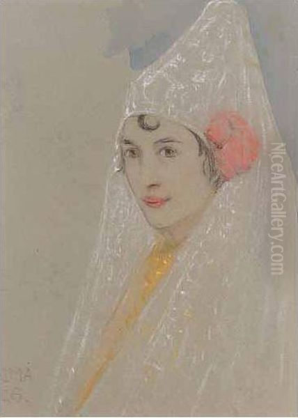 Lady In A Mantilla by Walter Herbert Allcott