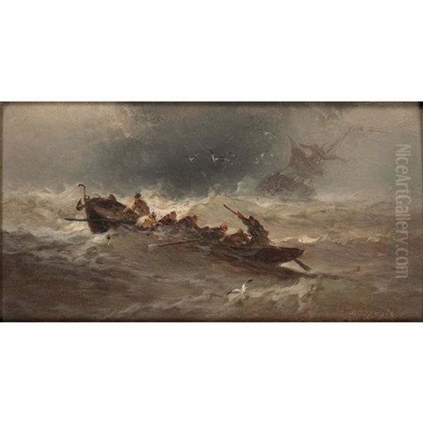 Storm At Sea Oil Painting by Franklin Dullin Briscoe