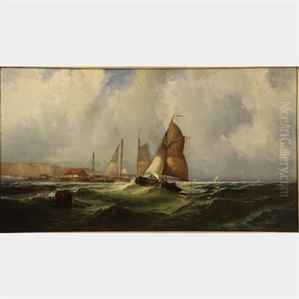 Coastal Trawlers Oil Painting by Franklin Dullin Briscoe