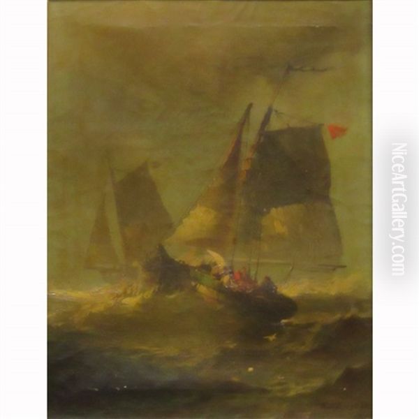 Sailing In Rough Waters Oil Painting by Franklin Dullin Briscoe