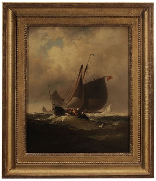 Sailing On Rough Seas Oil Painting by Franklin Dullin Briscoe