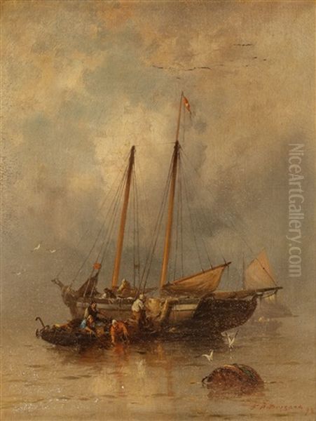 Reeling In The Catch Oil Painting by Franklin Dullin Briscoe