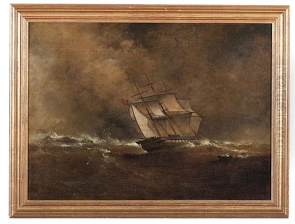 Seascape With Ship Oil Painting by Franklin Dullin Briscoe