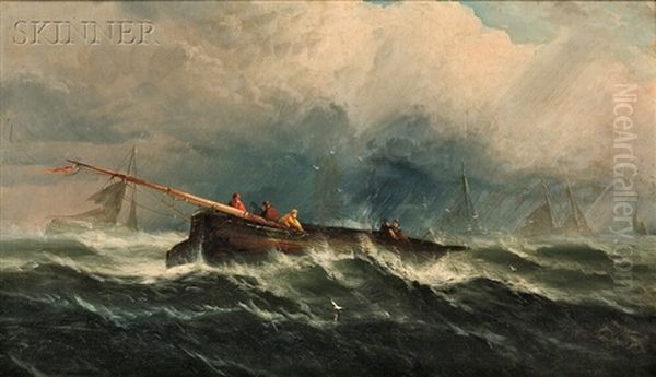 Boat On Rough Seas Oil Painting by Franklin Dullin Briscoe