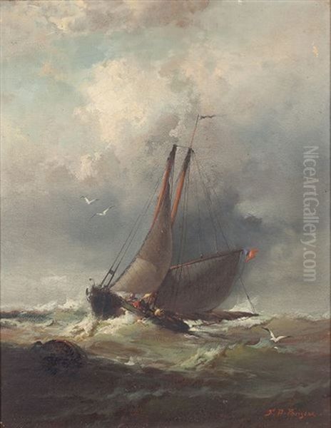 Rough Sea Oil Painting by Franklin Dullin Briscoe