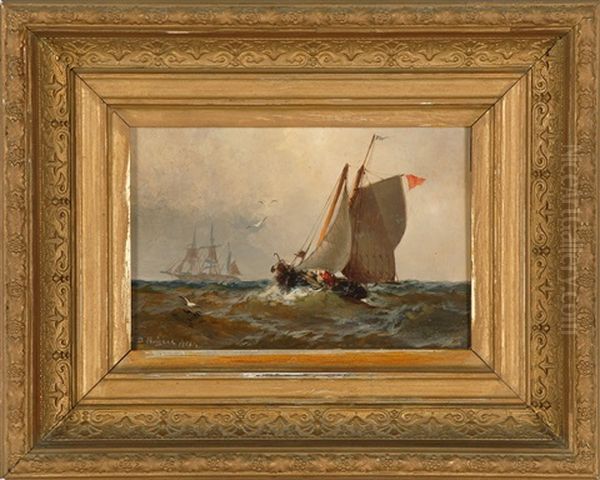 A Small Vessel Battling Swells Oil Painting by Franklin Dullin Briscoe