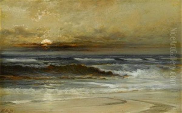 Moonlight On The Coast Oil Painting by Franklin Dullin Briscoe