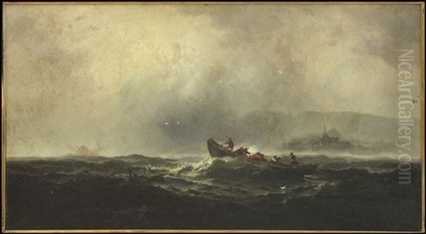 Boat In Peril Oil Painting by Franklin Dullin Briscoe