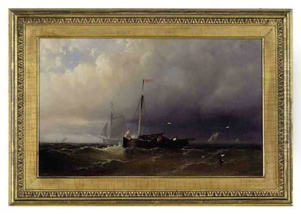 A Fishing Vessel At Sea Oil Painting by Franklin Dullin Briscoe