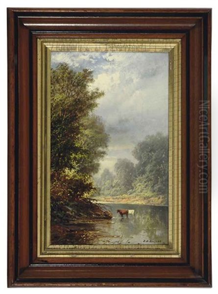 Canoeing On The River By Moonlight (+ Another; 2 Works) Oil Painting by Franklin Dullin Briscoe