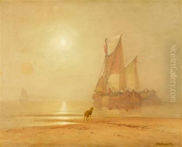 Coastal Scene At Dawn Oil Painting by Franklin Dullin Briscoe