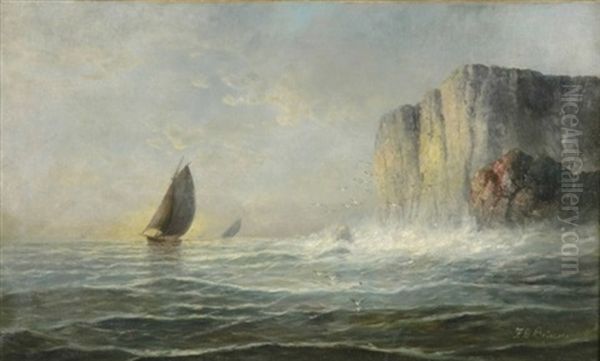 Rocks On The Pacific Ocean Oil Painting by Franklin Dullin Briscoe