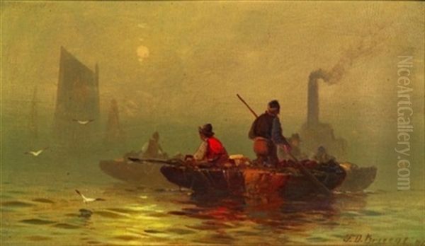 Fishermen Headed Out To Sea Oil Painting by Franklin Dullin Briscoe