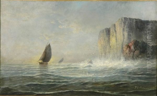 Rocks On The Pacific Ocean Oil Painting by Franklin Dullin Briscoe