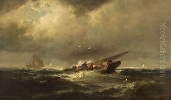 Storm Tossed Vessel Oil Painting by Franklin Dullin Briscoe