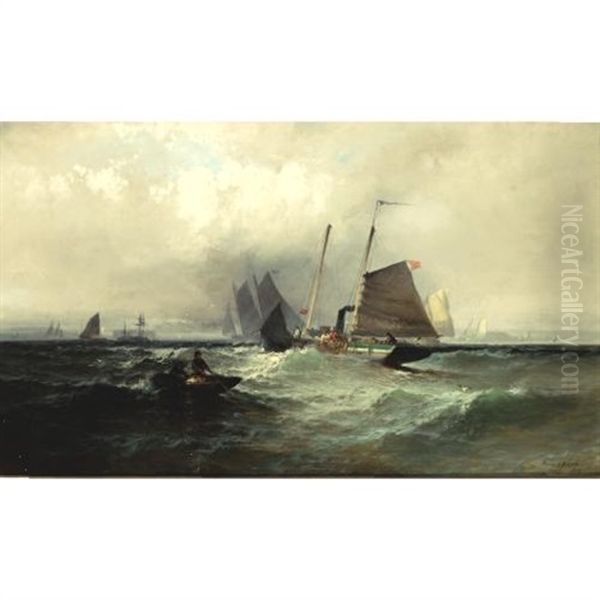 Breezy Weather, New York Bay Oil Painting by Franklin Dullin Briscoe