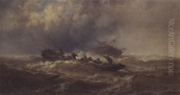 Surviving Nature's Fury At Sea Oil Painting by Franklin Dullin Briscoe